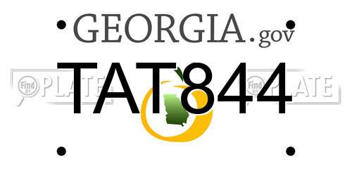 TAT844 Georgia License Plate
