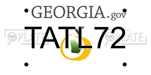 TATL72 Georgia License Plate