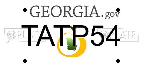 TATP54 Georgia License Plate