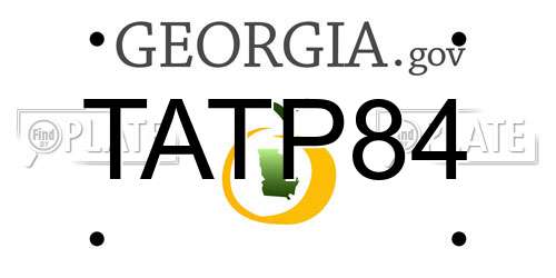 TATP84 Georgia License Plate