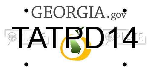 TATPD14 Georgia License Plate
