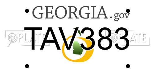TAV383 Georgia License Plate