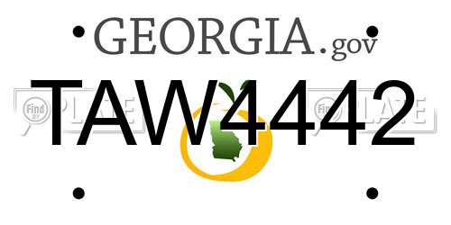TAW4442 Georgia License Plate