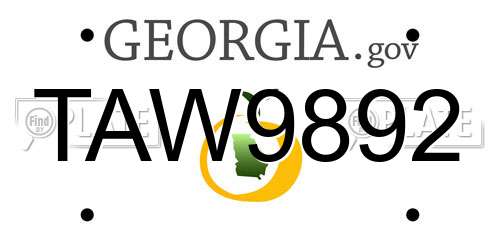 TAW9892 Georgia License Plate