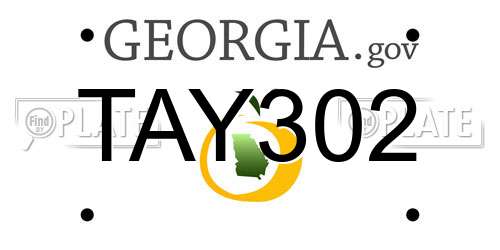 TAY302 Georgia License Plate