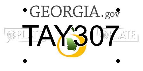 TAY307 Georgia License Plate