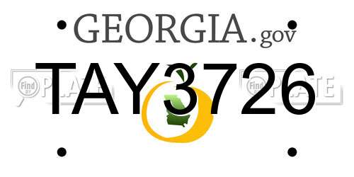 TAY3726 Georgia License Plate