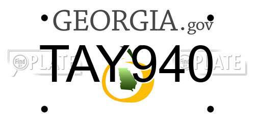 TAY940 Georgia License Plate