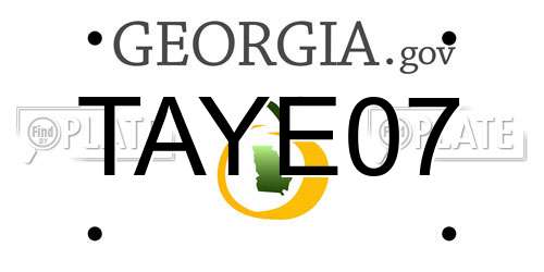 TAYE07 Georgia License Plate