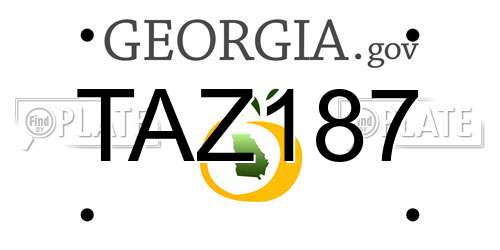 TAZ187 Georgia License Plate
