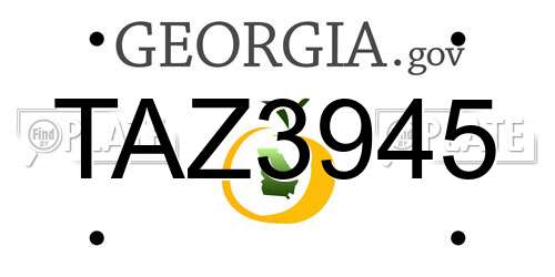 TAZ3945 Georgia License Plate