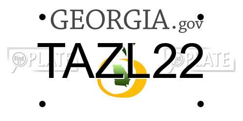 TAZL22 Georgia License Plate
