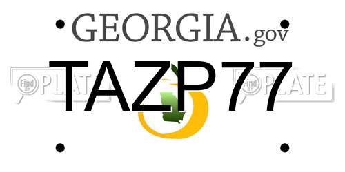 TAZP77 Georgia License Plate