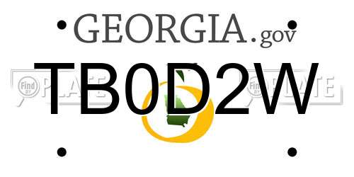 TB0D2W Georgia License Plate