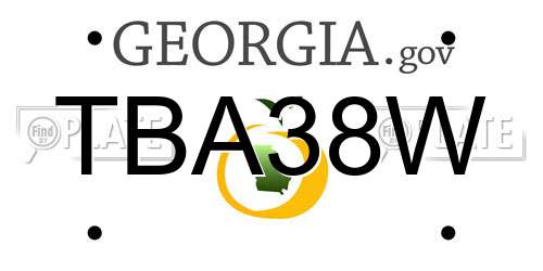 TBA38W Georgia License Plate
