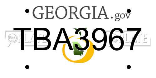 TBA3967 Georgia License Plate
