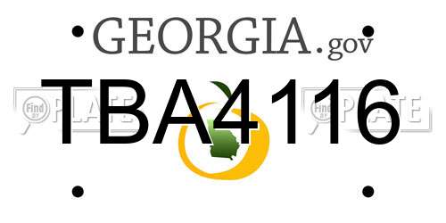 TBA4116 Georgia License Plate