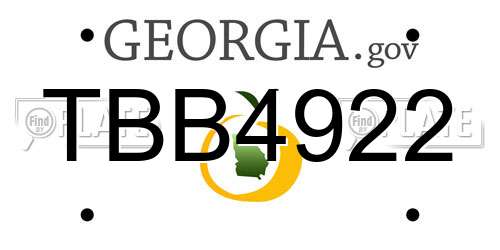 TBB4922 Georgia License Plate