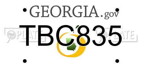TBC835 Georgia License Plate