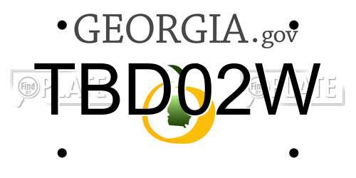 TBD02W Georgia License Plate