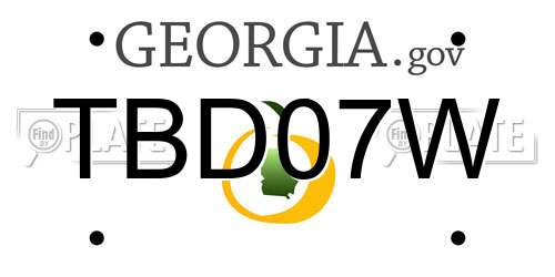 TBD07W Georgia License Plate