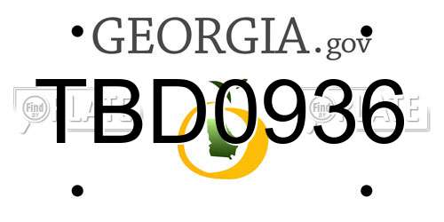 TBD0936 Georgia License Plate
