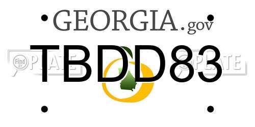 TBDD83 Georgia License Plate