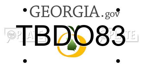 TBDO83 Georgia License Plate