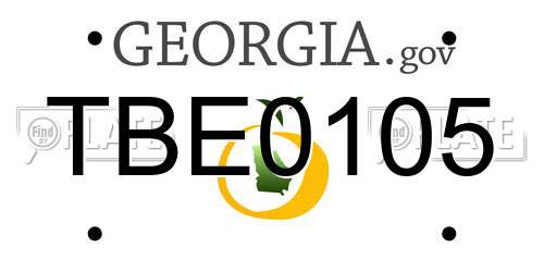 TBE0105 Georgia License Plate
