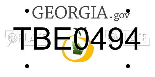 TBE0494 Georgia License Plate
