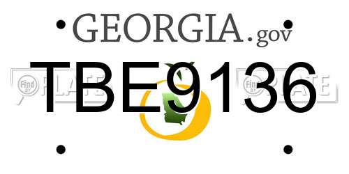 TBE9136 Georgia License Plate