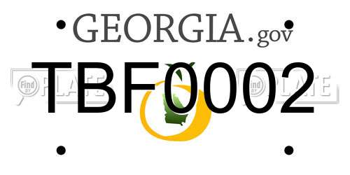 TBF0002 Georgia License Plate