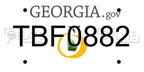 TBF0882 Georgia License Plate