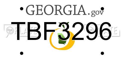 TBF3296 Georgia License Plate