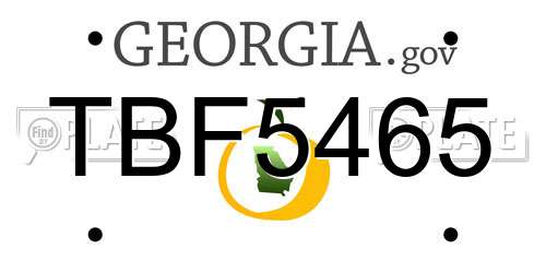 TBF5465 Georgia License Plate