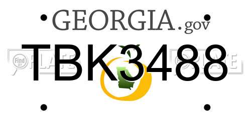 TBK3488 Georgia License Plate