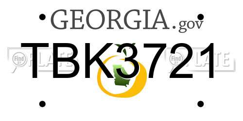 TBK3721 Georgia License Plate