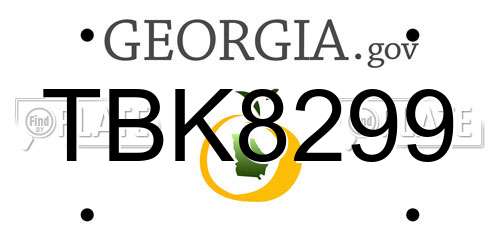TBK8299 Georgia License Plate