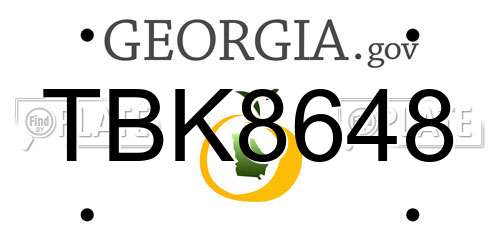 TBK8648 Georgia License Plate