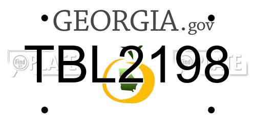 TBL2198 Georgia License Plate