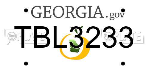 TBL3233 Georgia License Plate