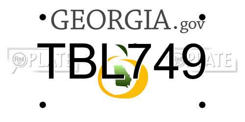 TBL749 Georgia License Plate