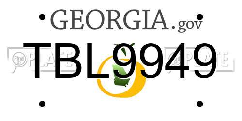 TBL9949 Georgia License Plate