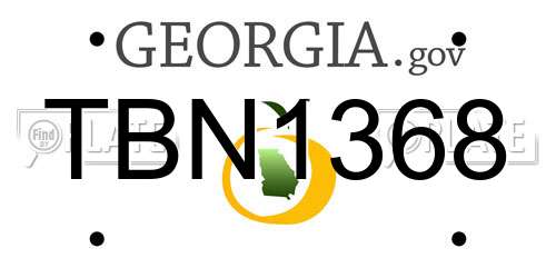 TBN1368 Georgia License Plate