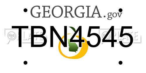 TBN4545 Georgia License Plate