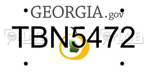 TBN5472 Georgia License Plate