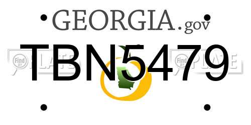 TBN5479 Georgia License Plate