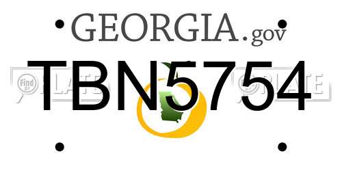 TBN5754 Georgia License Plate