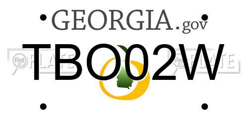 TBO02W Georgia License Plate