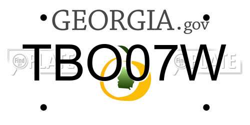 TBO07W Georgia License Plate